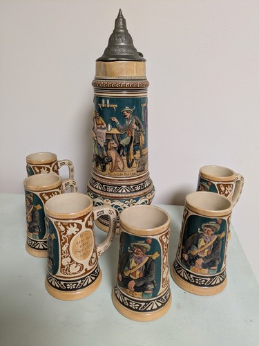 Antik bierkrüge set mit xl - bierkrüge,