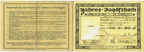 Original alter jagdschein - alter,